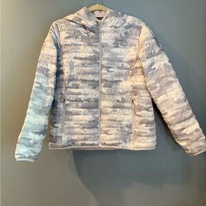 Eddie Bauer Gray and White Puffer Jacket with Hood